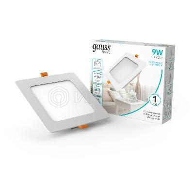 Светильник светодиодный Basic Downlight 9Вт 4000К IP20 720лм 170-260В 120х26 квадрат бел. GAUSS 9031420209 изображение, фото