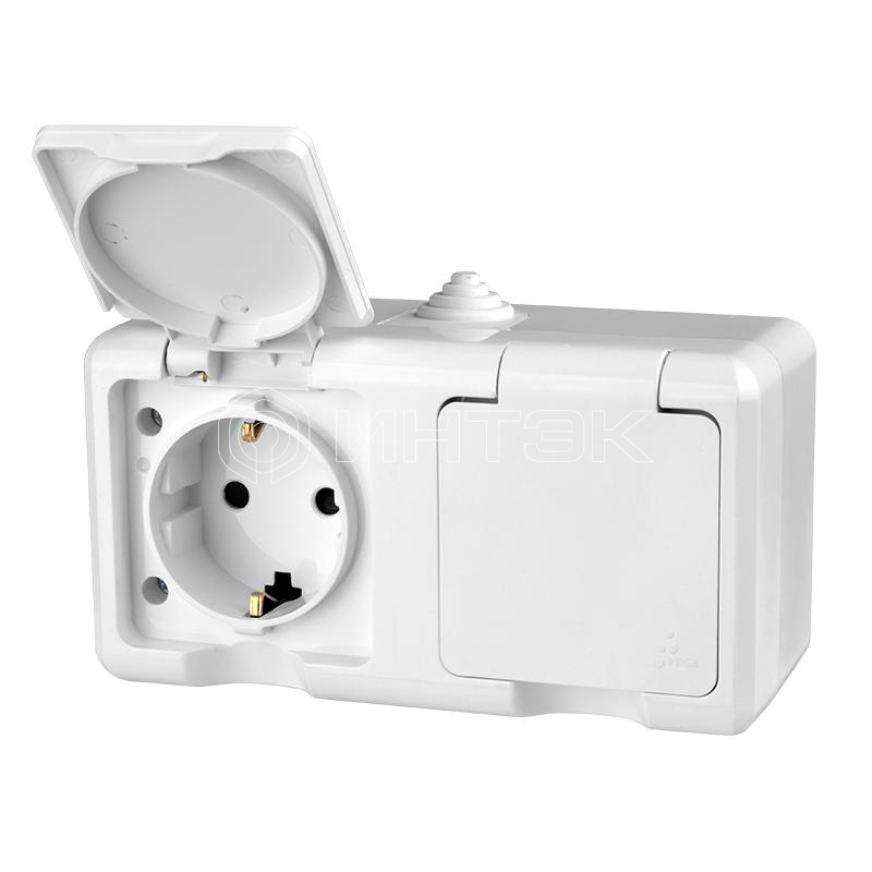 Розетка 2-м ОП Dita 16А IP54 250В с заземл. с крышкой бел. TOKOV ELECTRIC TKL-DT-R2Z-C01-IP54 изображение, фото