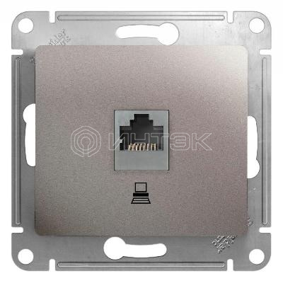 Розетка компьютерная 1-м Glossa RJ45 кат.5E механизм платина Systeme Electric GSL001281K изображение, фото