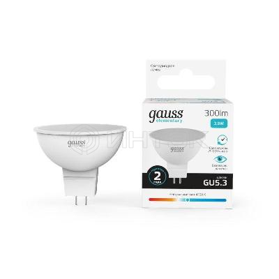 Лампа светодиодная Elementary 3.5Вт MR16 софит 4100К нейтр. бел. GU5.3 300лм GAUSS 13524 изображение, фото