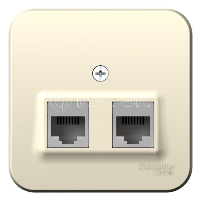 Розетка компьютерная 2-м ОП Blanca RJ45 кат.5E с изолир. пластиной молочн. Systeme Electric BLNIA045452 изображение, фото