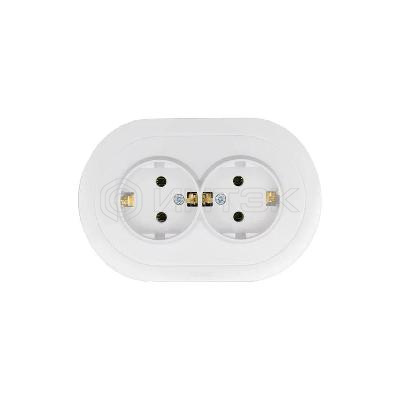 Розетка 2-м СП O Systeme ElectricN с заземл. ПБТ круглая механизм бел. LEZARD 744-0200-127B изображение, фото