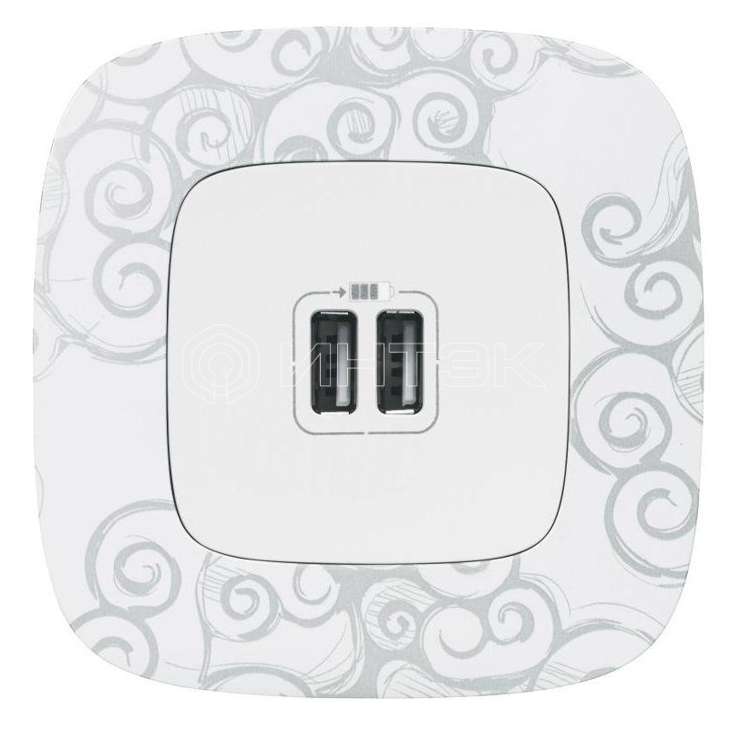 Устройство зарядное Valena Allure с 2-мя USB-разъемами 240В/5В 1500мА с лиц. панелью бел. Legrand 754995 изображение, фото