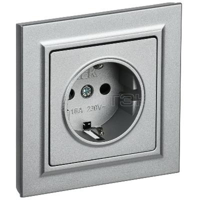 Розетка СП BRITE РСР14-1-0-БрА 16А в сборе с заземл. защ. шторки алюм. IEK BR-R14-16-K47-F изображение, фото