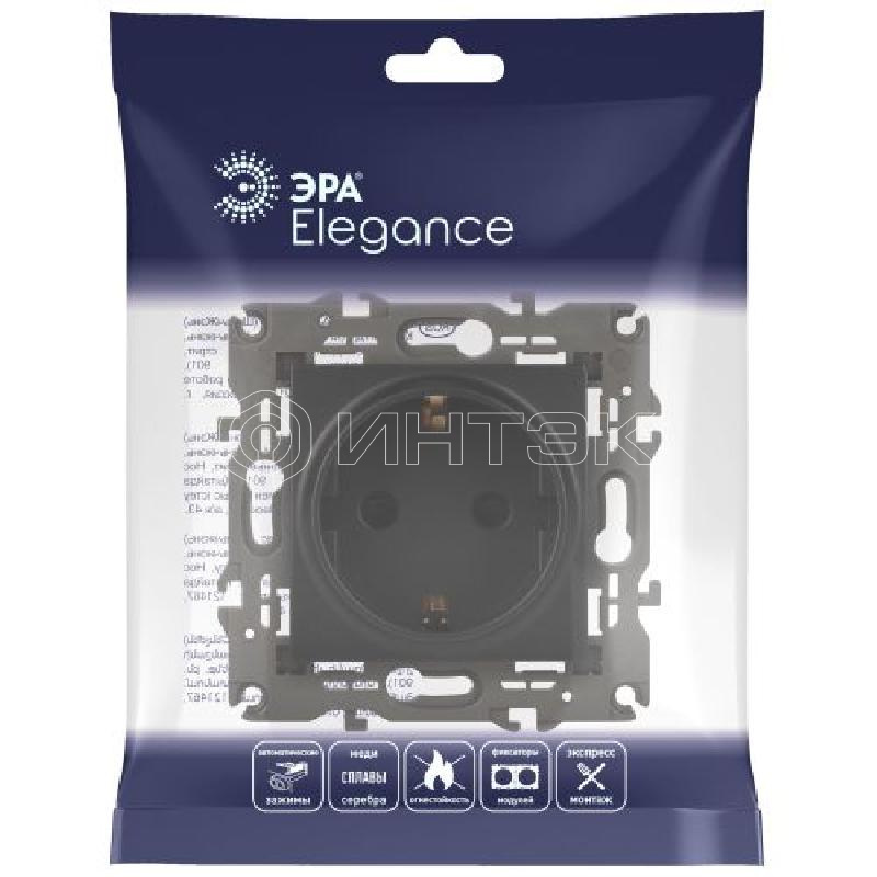 Розетка 1-м СП Эра Elegance 14-2101-05 16А IP20 16AX 250В 2P+E Schuko антрацит Эра Б0034269 изображение, фото