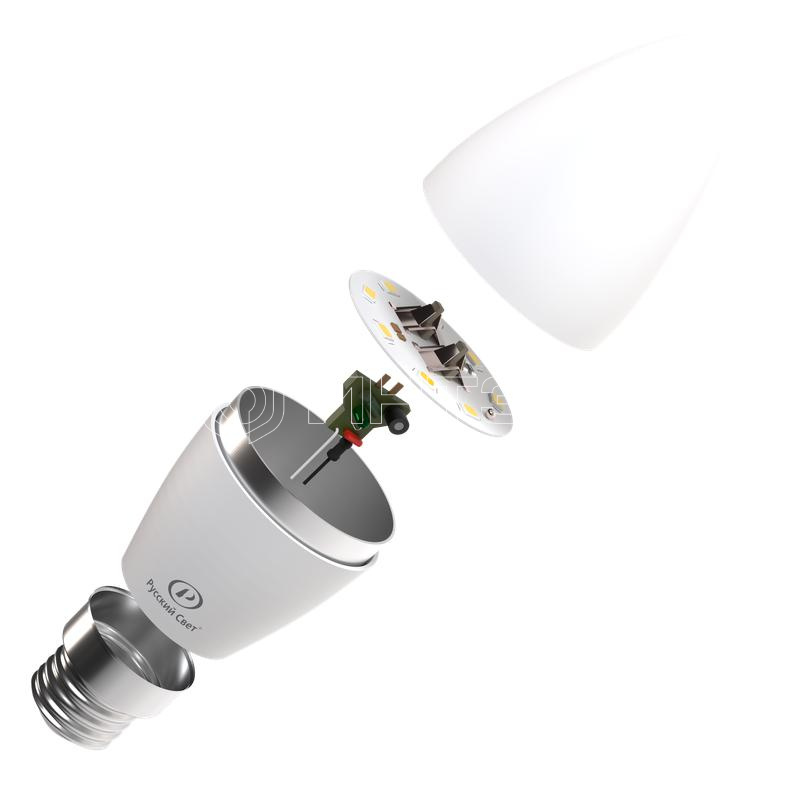 Лампа светодиодная RS C37 E27 8W 220-240V 4000К 8Вт 800лм Ra 90 свеча  15010545063 изображение, фото