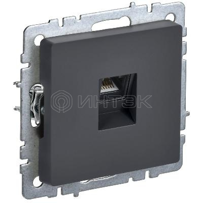 Розетка компьютерная СП RJ45 кат.5E BRITE РК10-БрГ механизм графит IEK BR-K10-1-K53 изображение, фото