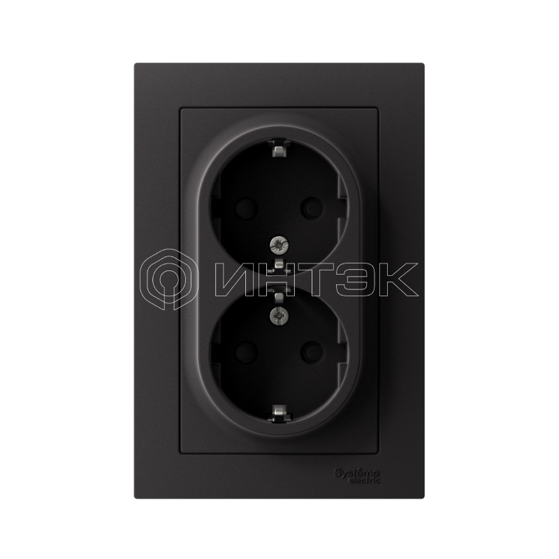Розетка 2-м СП AtlasDesign 16А IP20 с заземл. защ. шторки в сборе карбон  Systeme Electric ATN001026 изображение, фото