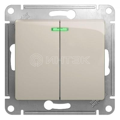 Выключатель 2-кл. СП Glossa 10А IP20 (сх. 5а) 10AX с подсветкой механизм молочн. Systeme Electric GSL000953 изображение, фото