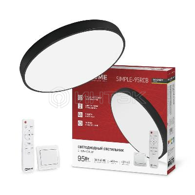 Светильник светодиодный SCANDY SIMPLE-95RCB 95Вт 3000-6500К 7600лм 230В 400х50мм с пультом ДУ черн. IN HOME 4690612062112 изображение, фото