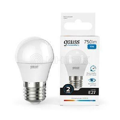 Лампа светодиодная Elementary 10Вт P45 шар 6500К холод. бел. E27 750лм GAUSS 53230 изображение, фото
