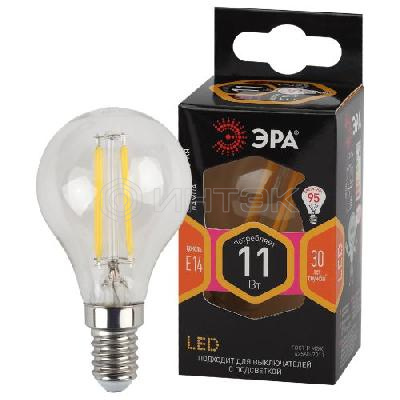 Лампа светодиодная филаментная F-LED P45-11w-827-E14 P45 11Вт шар E14 тепл. бел. ЭРА Б0047012 изображение, фото