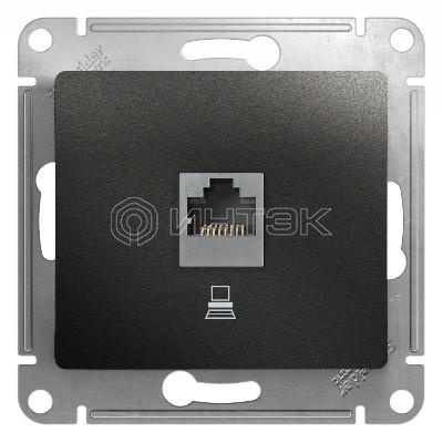 Розетка компьютерная 1-м Glossa RJ45 кат.5E механизм антрацит  Systeme Electric GSL000781K изображение, фото