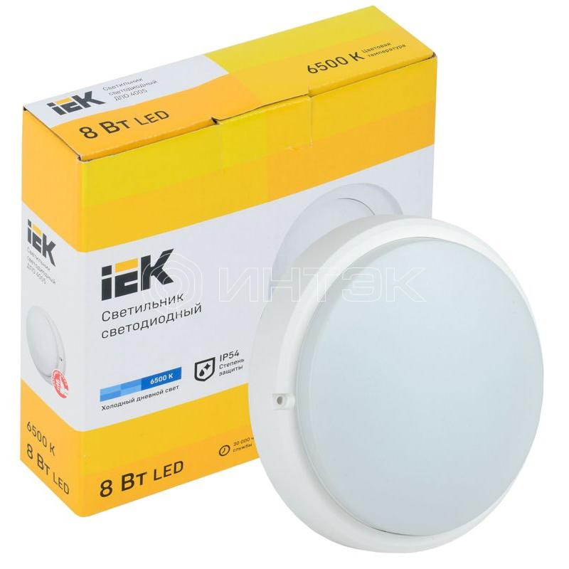 Светильник светодиодный ДПО 4005 8Вт 6500К IP54 круг бел. IEK LDPO0-4005-8-6500-K01 изображение, фото