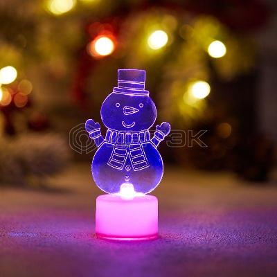 Фигура светодиодная "Снеговик с шарфом 2D" 1LED RGB 0.1Вт IP20 на подставке элементы питания 3хAG13(LR44) (в компл.) Neon-Night 501-053 изображение, фото