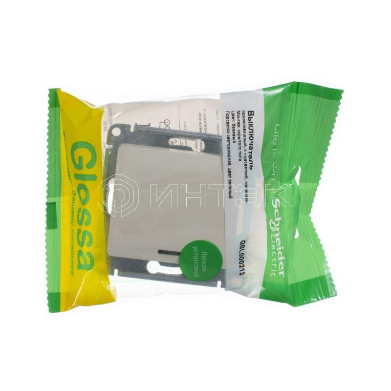 Выключатель 1-кл. СП Glossa 10А IP20 (сх. 1а) 10AX с подсветкой механизм беж.  Systeme Electric GSL000213 изображение, фото