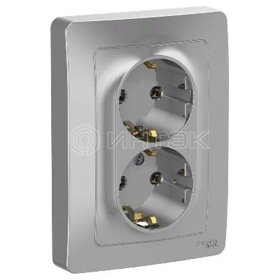 Розетка 2-м СП Blanca 16А IP20 250В с заземл. без защ. шторок алюм.  Systeme Electric BLNRS001023 изображение, фото