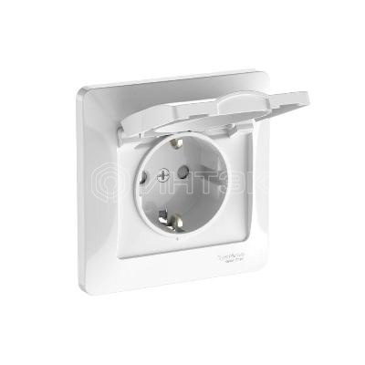 Розетка Glossa 16А IP20 с заземл. защ. шторки с крышкой быстрозажим. клем. в сборе бел. Systeme Electric GSL000146S изображение, фото