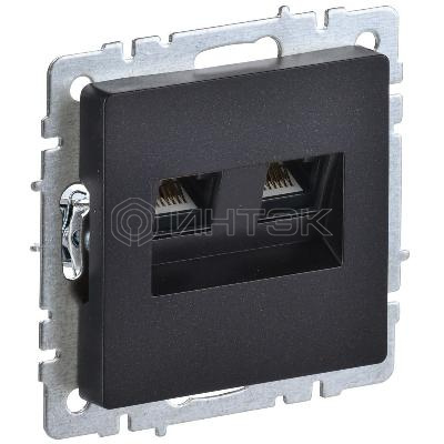 Розетка компьютерная двойн. СП RJ45 кат.5E BRITE РК10-2-БрЧ механизм черн. IEK BR-K20-1-K02 изображение, фото