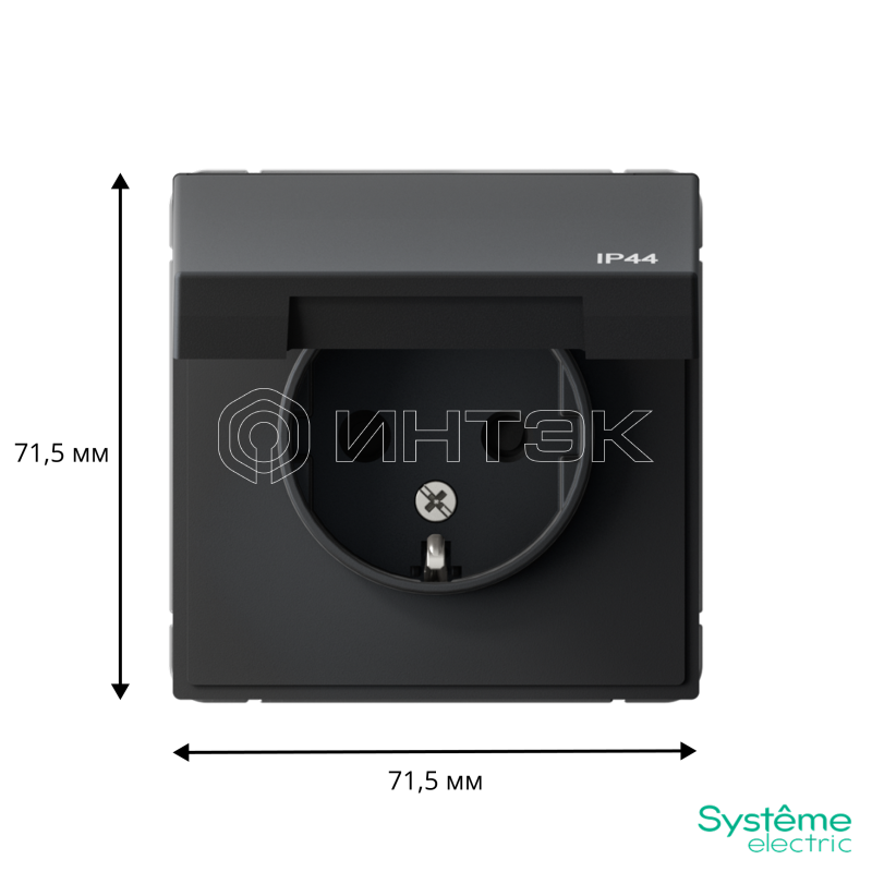 Розетка ArtGallery 16А IP44 с заземл. защ. шторки с крышкой механизм карбон  Systeme Electric GAL441046 изображение, фото