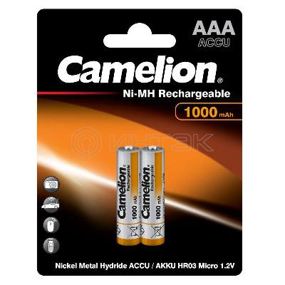 Аккумулятор AAA/R03 1000мА.ч NI-MN BP-2 металлик (блист.2шт) Camelion 6182 изображение, фото