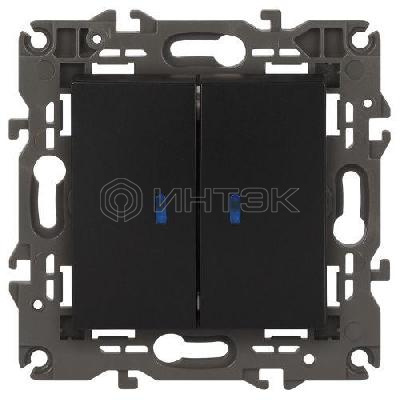 Выключатель 2-кл. СП Elegance 14-1105-05 10А IP20 250В 10AX с подсветкой механизм антрацит Эра Б0034241 изображение, фото