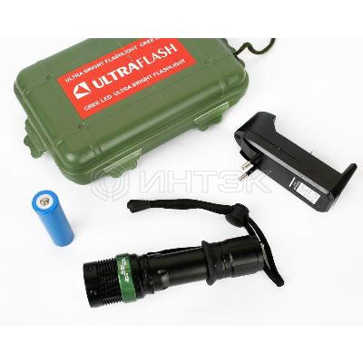 Фонарь аккумуляторный E142 CREE 3Вт фокус 3 режима 220В пластик. черн. (бокс) Ultraflash 12187 изображение, фото