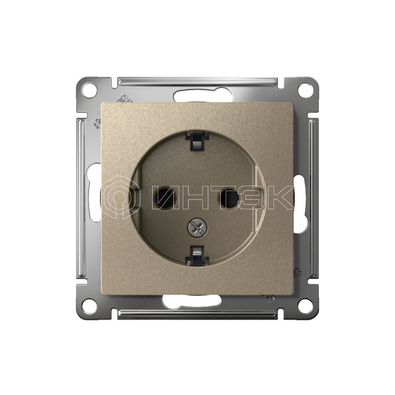 Розетка 1-м СП AtlasDesign 16А IP20 с заземл. защ. шторки механизм шампань  Systeme Electric ATN000545 изображение, фото