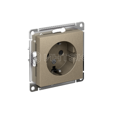 Розетка 1-м СП AtlasDesign 16А IP20 с заземл. защ. шторки механизм шампань  Systeme Electric ATN000545 изображение, фото