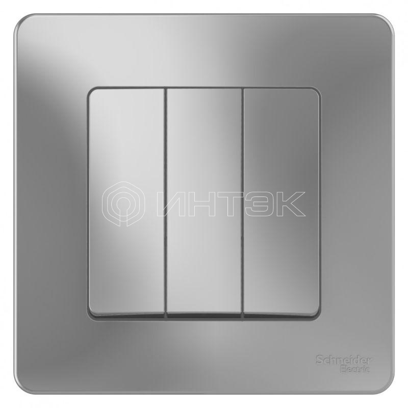 Выключатель 3-кл. СП Blanca 10А IP20 (сх. 1+1+1) 250В алюм.  Systeme Electric BLNVS100503 изображение, фото
