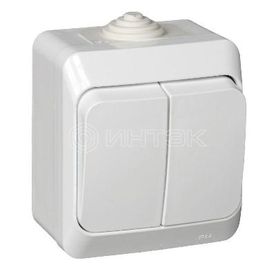 Выключатель 2-кл. ОП Этюд 10А IP44 10AX бел.  Systeme Electric BA10-042B изображение, фото