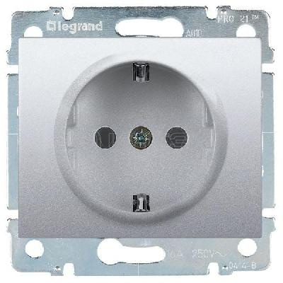 Розетка 1-м СП Galea Life 16А IP20 2P+E с заземл. защ. шторки немецк. стандарт с лицев. панелью механизм алюм. Legrand 771363 изображение, фото