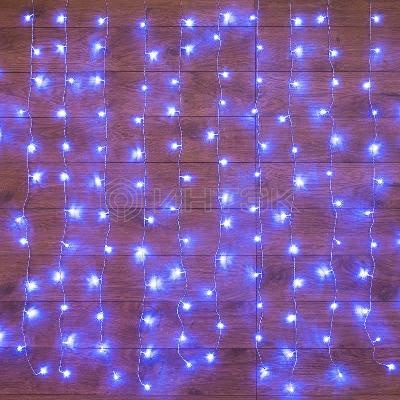 Гирлянда светодиодная "Светодиодный Дождь" 1.5х1.5м 144LED син. 12Вт 230В IP20 с контроллером провод прозр. Neon-Night 235-033 изображение, фото