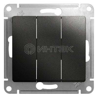 Выключатель 3-кл. СП Glossa 10А IP20 (сх. 1+1+1) 10AX механизм антрацит  Systeme Electric GSL000731 изображение, фото