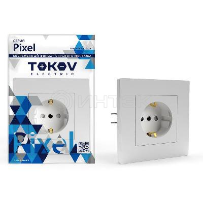 Розетка 1-м СП Pixel 16А IP20 с заземл. защ. шторки в сборе бел. TOKOV ELECTRIC TKE-PX-R1FZSF-C01 изображение, фото