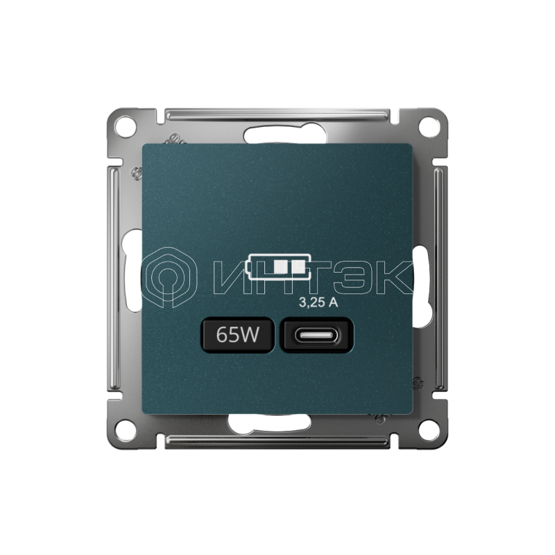Розетка USB AtlasDesign тип C 65Вт QC PD высокоскор. ЗУ механизм изумруд Systeme Electric ATN000827 изображение, фото