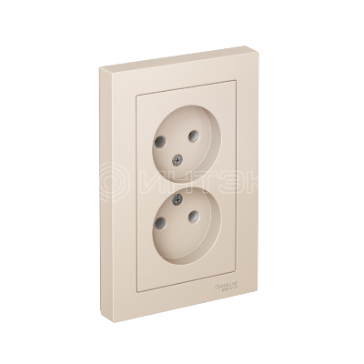 Розетка 2-м СП AtlasDesign 16А IP20 без заземл. в сборе беж.  Systeme Electric ATN000220 изображение, фото