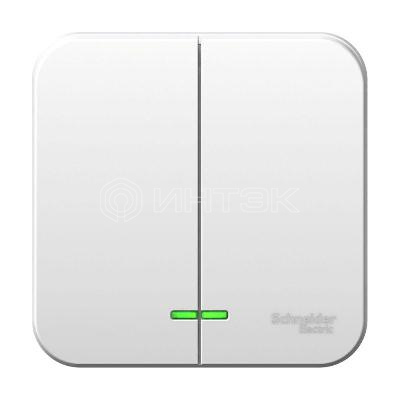 Выключатель 2-кл. ОП Blanca 10А IP20 (сх. 5) 250В с подсветкой с изолир. пластиной бел.  Systeme Electric BLNVA105111 изображение, фото