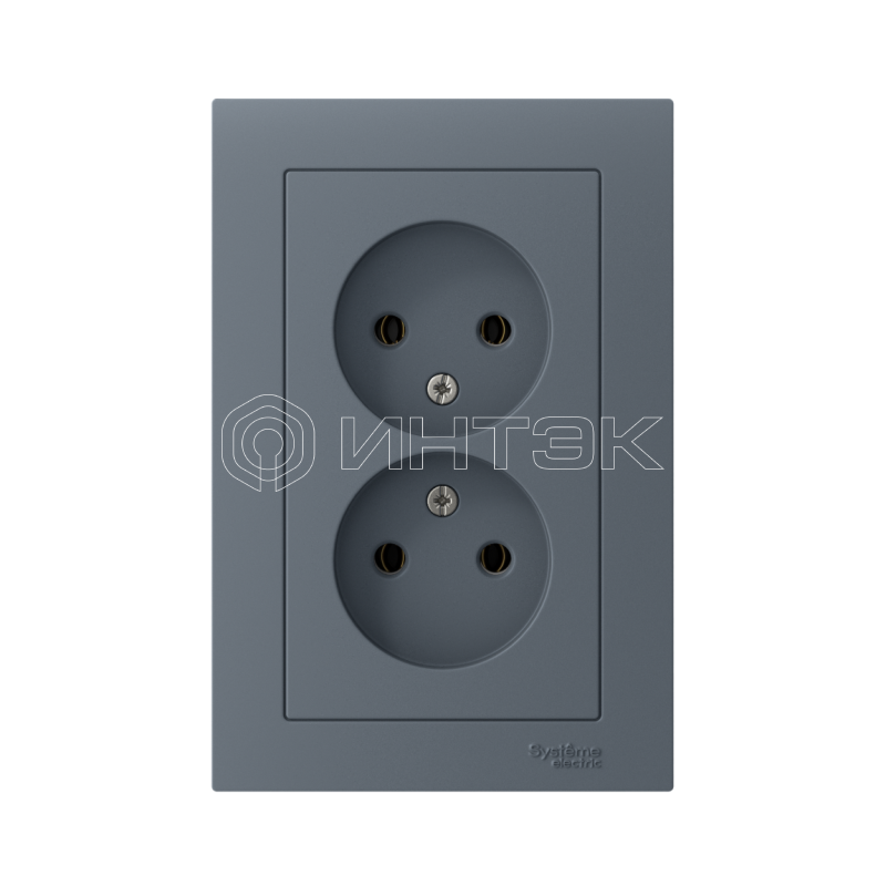 Розетка 2-м СП AtlasDesign 16А IP20 без заземл. в сборе грифель  Systeme Electric ATN000720 изображение, фото