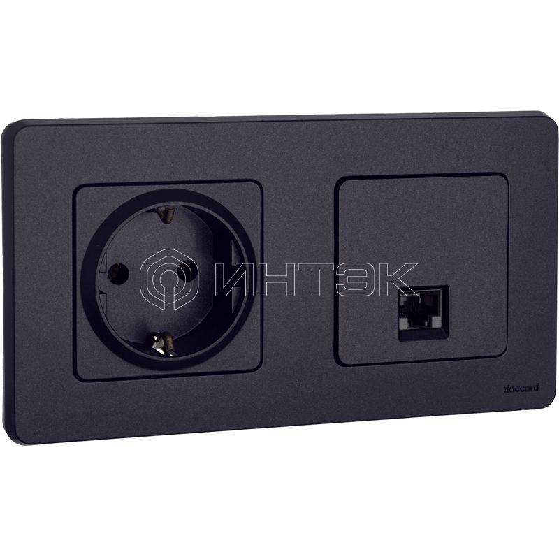Розетка компьютерная Inspiria RJ45 кат.5E UTP антрацит IEK 673828 изображение, фото