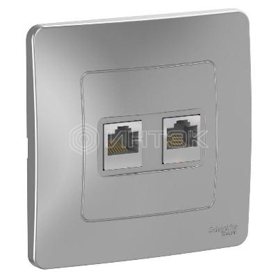 Розетка компьютерная 2-м СП Blanca RJ45 кат.5E алюм. Systeme Electric BLNIS045453 изображение, фото