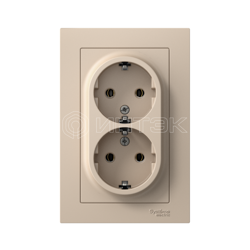 Розетка 2-м. AtlasDesign 16А с заземл. в сборе песочн.  Systeme Electric ATN001224 изображение, фото