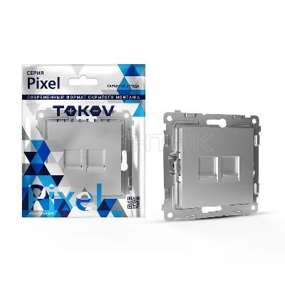Розетка компьютерная 2-м СП Pixel RJ45 кат.5E механизм алюм. TOKOV ELECTRIC TKE-PX-RC2-C03 изображение, фото