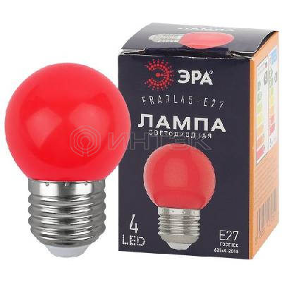 Лампа светодиодная ERARL45-E27 P45 1Вт шар красн. E27 4SMD для белт-лайт ЭРА Б0049575 изображение, фото