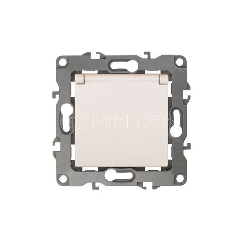 Розетка 1-м СП Эра12 12-2103-02 16А IP20 16AX 250В 2P+E Schuko защ. шторки с крышкой механизм сл. кость Эра Б0014694 изображение, фото