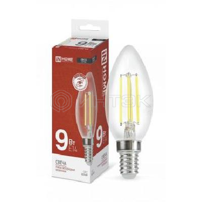 Лампа светодиодная LED-СВЕЧА-deco 9Вт свеча прозрачная 4000К нейтр. бел. E14 1040лм 230В IN HOME 4690612026206 изображение, фото