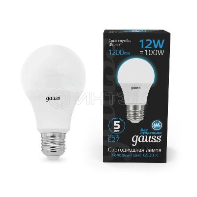 Лампа светодиодная Black 12Вт A60 грушевидная 6500К холод. бел. E27 1200лм GAUSS 102502312 изображение, фото