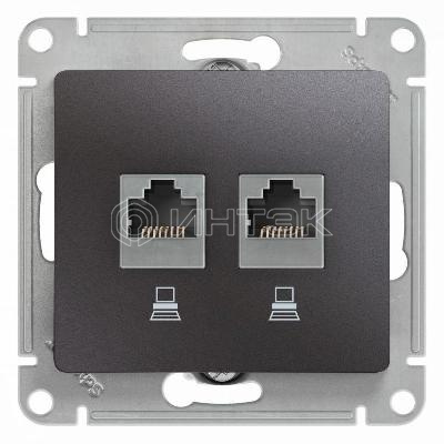 Розетка компьютерная 2-м Glossa RJ45 кат.5E механизм графит Systeme Electric GSL001385KK изображение, фото