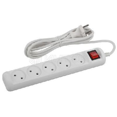 Удлинитель 5х1.5м без заземл. 10А IP20 U-5s-1.5m-2х1 ПВС 2х1 с выкл. Эра Б0044055 изображение, фото