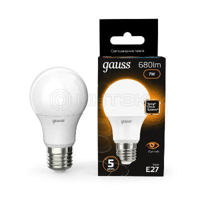 Лампа светодиодная Black 7Вт A60 грушевидная 3000К тепл. бел. E27 680лм GAUSS 102502107 изображение, фото
